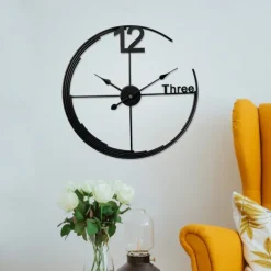 Nordic Modern Light Luxury Wall Clock Fashion Simple Metal Mute Hanging Clock Home Living Room Creative Pendant Watch Decor 60 cm