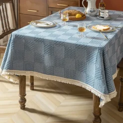 Nordic Style Thickened Cotton Linen Dining TableCloth, Anti Scalding and Anti Slip Tea TableCloth, Rectangular Desk Mat, TV Cabinet Decorative Cloth