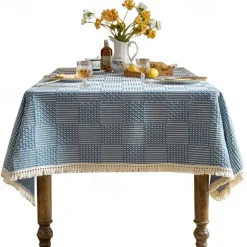 Nordic Style Thickened Cotton Linen Dining TableCloth, Anti Scalding and Anti Slip Tea TableCloth, Rectangular Desk Mat, TV Cabinet Decorative Cloth