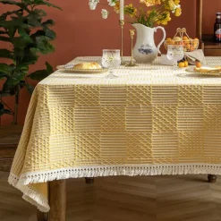 Nordic Style Thickened Cotton Linen Dining TableCloth, Anti Scalding and Anti Slip Tea TableCloth, Rectangular Desk Mat, TV Cabinet Decorative Cloth