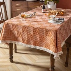 Nordic Style Thickened Cotton Linen Dining TableCloth, Anti Scalding and Anti Slip Tea TableCloth, Rectangular Desk Mat, TV Cabinet Decorative Cloth