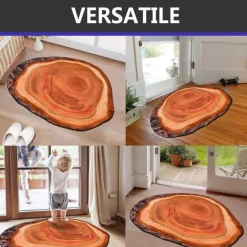 Novelty Door Mat Floor Mat Non Slip Ring of Tree 3D Trunk Wooden Log Print Area Rug Bath Mat for Indoor Outdoor Patio Bedroom Kitchen Office