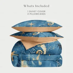 Ocean Series Duvet Cover 3-Piece Set 100% Cotton Super Soft Skin Friendly Long Lasting
