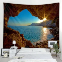 Ocean Wave Cave Wall Tapestry Art Decor Blanket Curtain Picnic Tablecloth Hanging Home Bedroom Living Room Dorm Decoration Nature Landscape Sea
