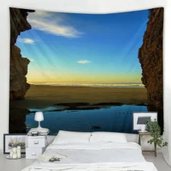 Ocean Wave Cave Wall Tapestry Art Decor Blanket Curtain Picnic Tablecloth Hanging Home Bedroom Living Room Dorm Decoration Nature Landscape Sea