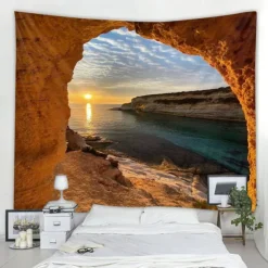 Ocean Wave Cave Wall Tapestry Art Decor Blanket Curtain Picnic Tablecloth Hanging Home Bedroom Living Room Dorm Decoration Nature Landscape Sea
