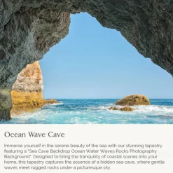 Ocean Wave Cave Wall Tapestry Art Decor Blanket Curtain Picnic Tablecloth Hanging Home Bedroom Living Room Dorm Decoration Nature Landscape Sea