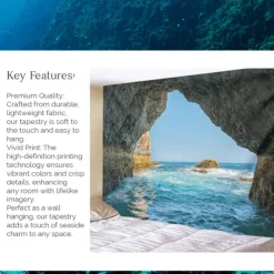 Ocean Wave Cave Wall Tapestry Art Decor Blanket Curtain Picnic Tablecloth Hanging Home Bedroom Living Room Dorm Decoration Nature Landscape Sea