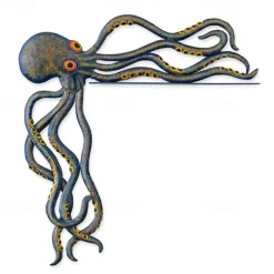 Octopus Resin Ornament - Handcrafted Reclaimed Resin Door Crawler，It Perfectly Matches Your Patio Or Living Room Table