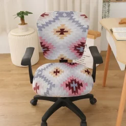 Office Chair Cover Computer Desk Chair Covers Stretch Spandex Anti-Dust Universal Split Rotating Swivel Chair Slipcover Protector 2 Pcs Set,Office Gift for Women Men