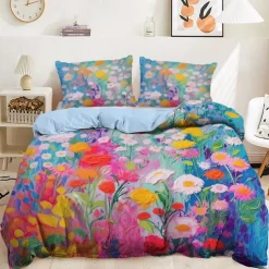 Oil Painting Floral Pattern Duvet Cover Set Comforter Set Soft 3-Piece Luxury Cotton Bedding Set Home Decor Dusk Bedding Gift King Queen Full Size
