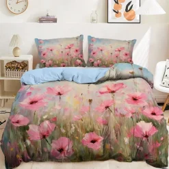 Oil Painting Floral Pattern Duvet Cover Set Comforter Set Soft 3-Piece Luxury Cotton Bedding Set Home Decor Dusk Bedding Gift King Queen Full Size