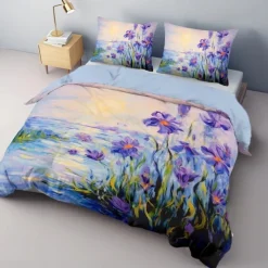 Oil Painting Floral Pattern Duvet Cover Set Comforter Set Soft 3-Piece Luxury Cotton Bedding Set Home Decor Dusk Bedding Gift King Queen Full Size