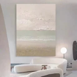 Oil Painting 100% Handmade Hand Painted Wall Art On Canvas Vertical Abstract Landscape Pink Seascape Modern Home Decoration Decor Rolled Canvas No Frame Unstretched