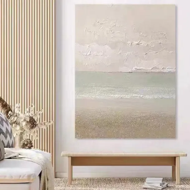 Oil Painting 100% Handmade Hand Painted Wall Art On Canvas Vertical Abstract Landscape Pink Seascape Modern Home Decoration Decor Rolled Canvas No Frame Unstretched
