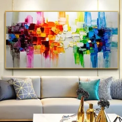 Oil Painting 100% Handmade Hand Painted Wall Art On Canvas Colorful Abstract Line Modern Style Home Decoration Decor Rolled Canvas No Frame Unstretched 120*60cm/160*80cm