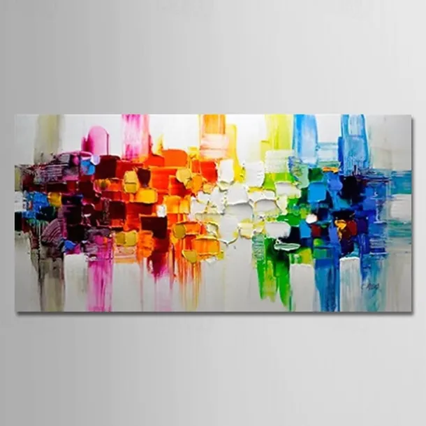 Oil Painting 100% Handmade Hand Painted Wall Art On Canvas Colorful Abstract Line Modern Style Home Decoration Decor Rolled Canvas No Frame Unstretched 120*60cm/160*80cm