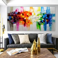 Oil Painting 100% Handmade Hand Painted Wall Art On Canvas Colorful Abstract Line Modern Style Home Decoration Decor Rolled Canvas No Frame Unstretched 120*60cm/160*80cm