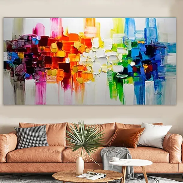 Oil Painting 100% Handmade Hand Painted Wall Art On Canvas Colorful Abstract Line Modern Style Home Decoration Decor Rolled Canvas No Frame Unstretched 120*60cm/160*80cm
