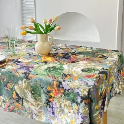 Oil Painting Design Tablecloth Artistic and Elegant Table Cover Featuring Classic Oil Painting Patterns Ideal for Adding a Unique and Sophisticated Touch to Your Dining Table Perfect for Home Decor a