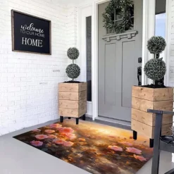 Oil Painting Floral Door Mat Floor mats Washable Rugs Kitchen Mat Non-Slip Oil Proof Area Rug Indoor Outdoor Bedroom Decor Bathroom Mat Entrance Rug