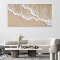 Oil Painting Hand painted Warm Textured Sea Paintings handmade Modern Ocean Art Abstract Canvas painting Custom Artwork Personalized Gifts Wabi Sabi Art Minimalist artwork painting Wall Decor canvas
