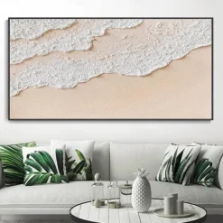 Oil Painting Hand painted Warm Textured Sea Paintings handmade Modern Ocean Art Abstract Canvas painting Custom Artwork Personalized Gifts Wabi Sabi Art Minimalist artwork painting Wall Decor canvas