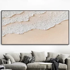 Oil Painting Hand painted Warm Textured Sea Paintings handmade Modern Ocean Art Abstract Canvas painting Custom Artwork Personalized Gifts Wabi Sabi Art Minimalist artwork painting Wall Decor canvas