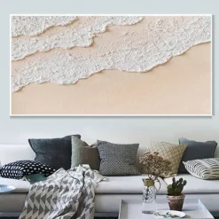 Oil Painting Hand painted Warm Textured Sea Paintings handmade Modern Ocean Art Abstract Canvas painting Custom Artwork Personalized Gifts Wabi Sabi Art Minimalist artwork painting Wall Decor canvas