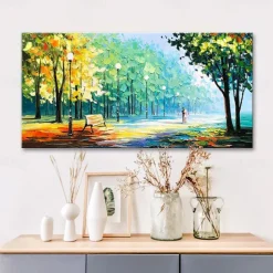 Oil Painting Hand Painted Horizontal Landscape Abstract Landscape Modern Stretched Canvas
