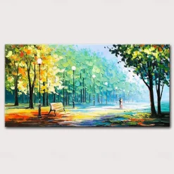 Oil Painting Hand Painted Horizontal Landscape Abstract Landscape Modern Stretched Canvas