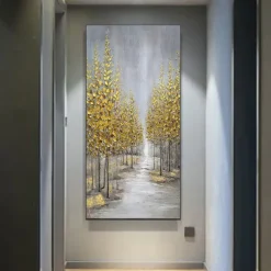 Oil Painting Hand Painted Vertical Abstract Landscape Classic Modern Rolled Canvas (No Frame)