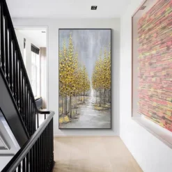 Oil Painting Hand Painted Vertical Abstract Landscape Classic Modern Rolled Canvas (No Frame)