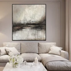 Oil painting handmade Black & White Abstract oil painting Landscape On Canvas painting Minimalist Textured Painting Oversized abstract Oil Painting Modern Art Home Decor