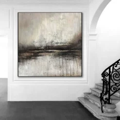 Oil painting handmade Black & White Abstract oil painting Landscape On Canvas painting Minimalist Textured Painting Oversized abstract Oil Painting Modern Art Home Decor