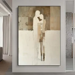 Oil painting handmade Abstract Woman Figure Canvas paintings wall Art Modern Geometric Oil Painting on Canvas Large Minimalist paintings Wall Art paintings for Living Room Bedroom Decor