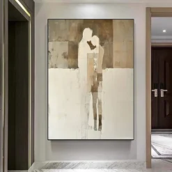 Oil painting handmade Abstract Woman Figure Canvas paintings wall Art Modern Geometric Oil Painting on Canvas Large Minimalist paintings Wall Art paintings for Living Room Bedroom Decor