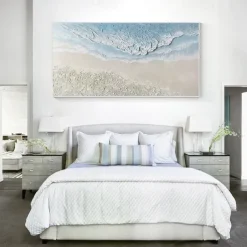 Oil painting handmade 3D Ocean Wave Oil Painting handmade pattle knife 3d Beach Painting Handpainted Landscape wave Painting Seascape wave oil painting for living room bedroom Home Decortion best Gift