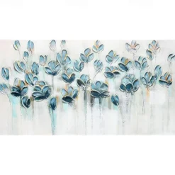 Oil Painting Handmade Hand Painted Wall Art Modern Abstract Blue Texture Flowers Home Decoration Decor Rolled Canvas No Frame Unstretched