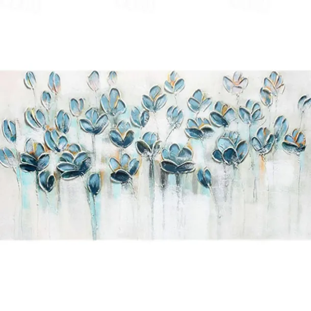 Oil Painting Handmade Hand Painted Wall Art Modern Abstract Blue Texture Flowers Home Decoration Decor Rolled Canvas No Frame Unstretched