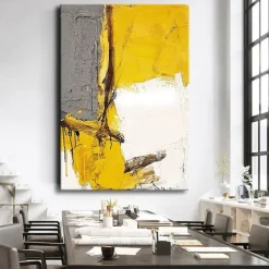 Oil Painting Handmade Hand Painted Wall Art Abstract Yellow Home Decoration Décor Rolled Canvas No Frame Unstretched