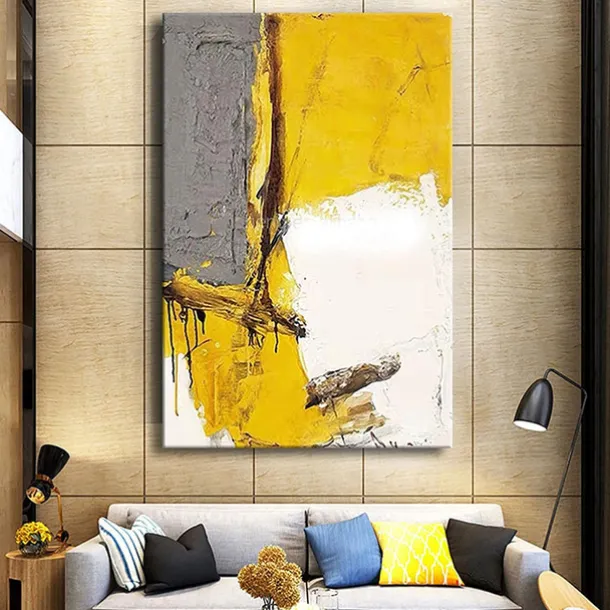 Oil Painting Handmade Hand Painted Wall Art Abstract Yellow Home Decoration Décor Rolled Canvas No Frame Unstretched
