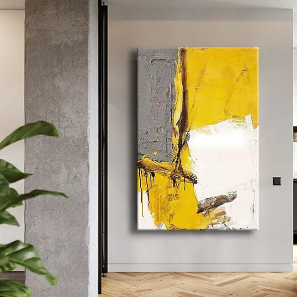 Oil Painting Handmade Hand Painted Wall Art Abstract Yellow Home Decoration Décor Rolled Canvas No Frame Unstretched