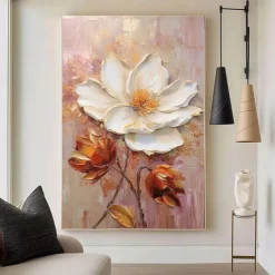 Oil Painting Handmade Hand Painted Wall Art Abstract Thick Oil Flower Canvas Painting Home Decoration Decor Stretched Frame Ready to Hang
