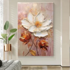 Oil Painting Handmade Hand Painted Wall Art Abstract Thick Oil Flower Canvas Painting Home Decoration Decor Stretched Frame Ready to Hang