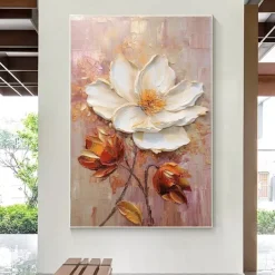 Oil Painting Handmade Hand Painted Wall Art Abstract Thick Oil Flower Canvas Painting Home Decoration Decor Stretched Frame Ready to Hang