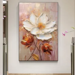 Oil Painting Handmade Hand Painted Wall Art Abstract Thick Oil Flower Canvas Painting Home Decoration Decor Stretched Frame Ready to Hang