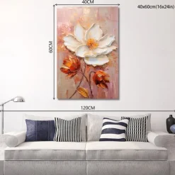 Oil Painting Handmade Hand Painted Wall Art Abstract Thick Oil Flower Canvas Painting Home Decoration Decor Stretched Frame Ready to Hang