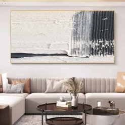 Oil Painting Handmade Hand Painted Wall Art Black-White Abstract Canvas Painting Home Decoration Decor Stretched Frame Ready to Hang