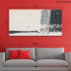 Oil Painting Handmade Hand Painted Wall Art Black-White Abstract Canvas Painting Home Decoration Decor Stretched Frame Ready to Hang